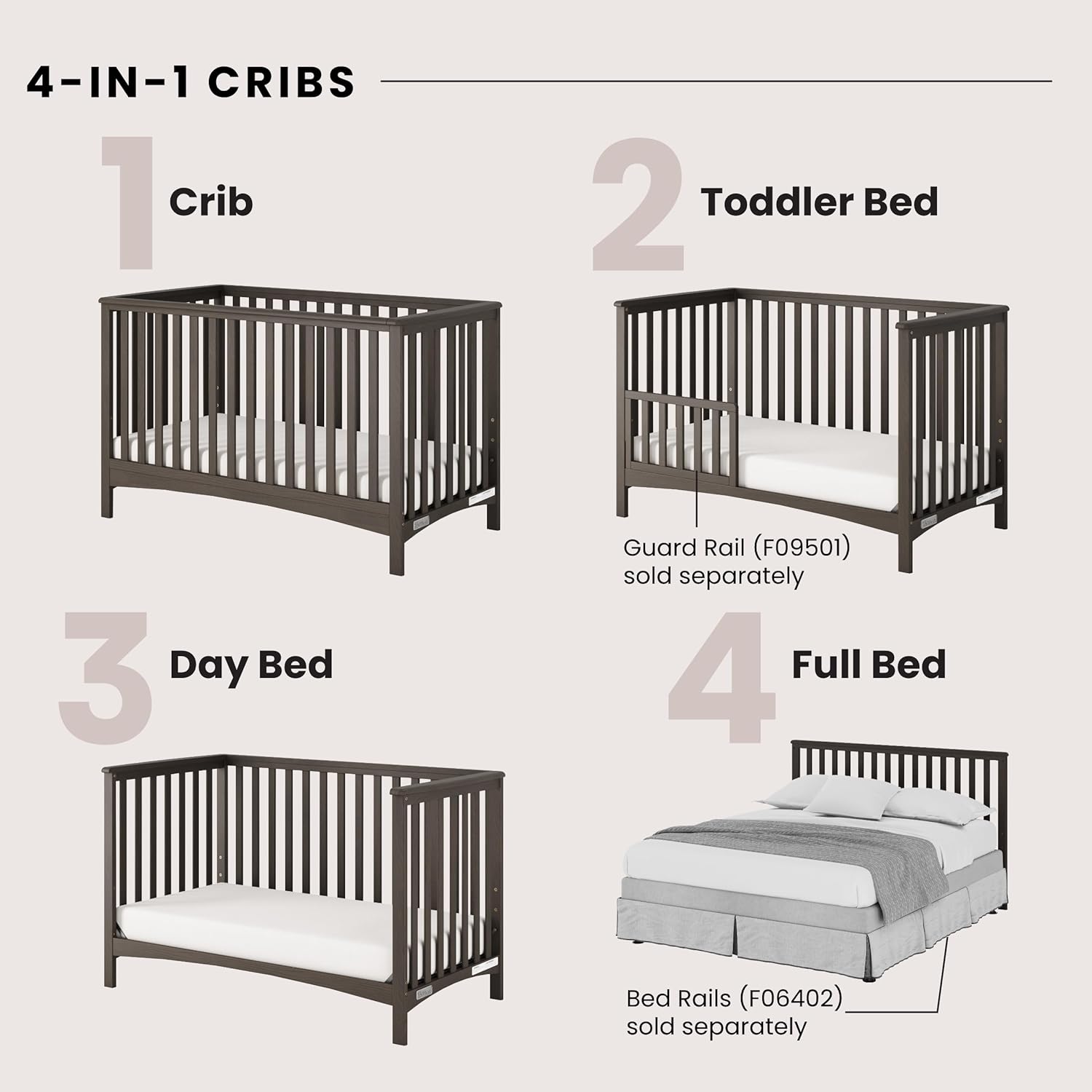 Child Craft London Crib and Changing Table Nursery Set, 2-Piece, Includes 4-in-1 Convertible Crib and Changing Table, Grows with Your Baby (Dapper Gray)
