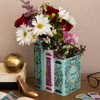 Steel Mill & Co Original Triple Book-Shaped Decorative Vase, Tiered Ceramic Bookshelf Decor, Unique Flower Holder for Book Lovers, Grimm's Fairy Tales