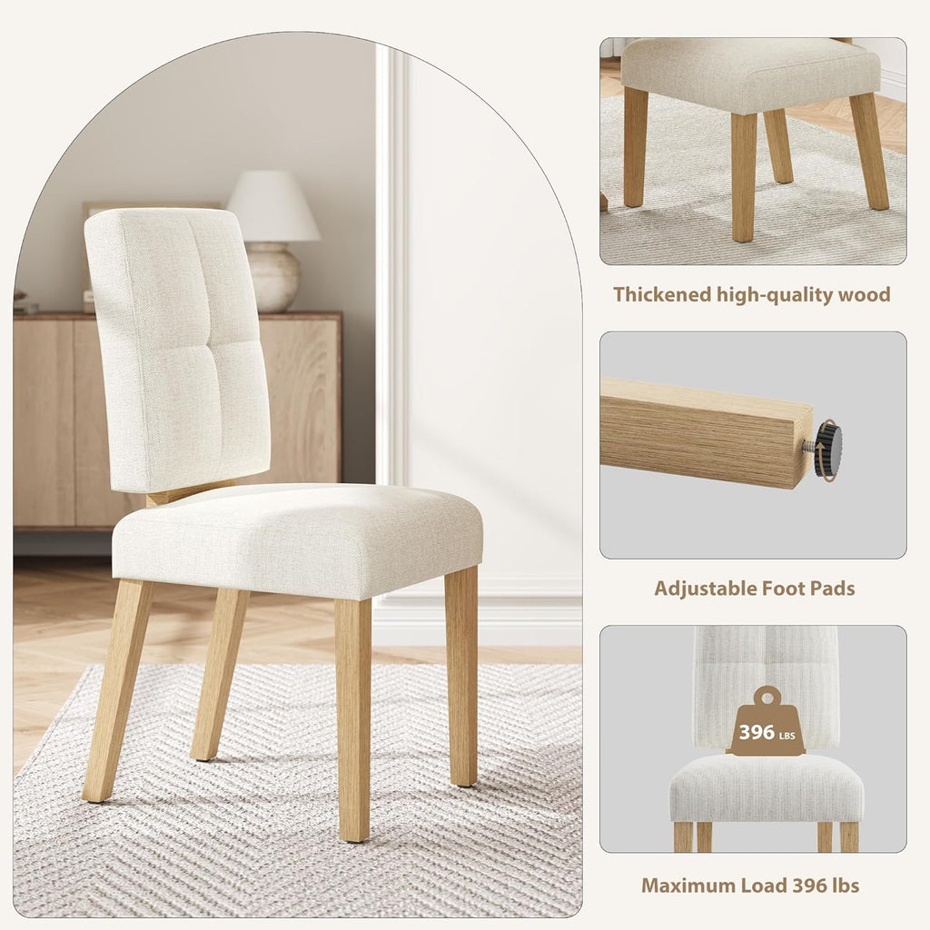 HOMRELEXA Wooden Dining Chairs Set of 4, Dining Room Chairs with Wood Legs, Cloud-Like Cushion & Reinforcement Structure Design for Kitchen/Living Room/Restaurant, Easy Assembly