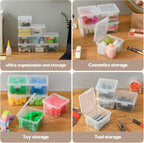 10 Pack Bead Organizer Box, Small Clear Plastic Containers with Lids – Craft Storage for Beads, Crayons, Stickers & Findings – Stackable Classroom Bins with Snap Lid – Clear Square Small