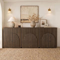 CHITA Sideboard Buffet Cabinet with Storage, Small Storage Cabinet with Doors and Shelves for Living Room Accent, Bar, Kitchen, Set of 3, Walnut