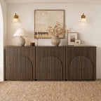 CHITA Sideboard Buffet Cabinet with Storage, Small Storage Cabinet with Doors and Shelves for Living Room Accent, Bar, Kitchen, Set of 3, Walnut