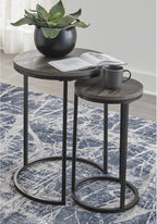 Signature Design by Ashley Briarsboro Urban Industrial Nesting Accent Table Set, 2 Count, Black & Gray