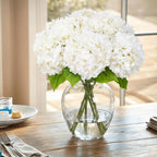 3 Pcs White Artificial Hydrangea Large Flowers 20" Real Touch Faux Hydrangea Flowers Latex Fake Flowers for Wedding Party Home Decor