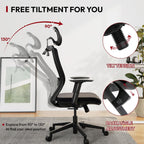 SANODESK OS3 Mesh Big and Tall Computer Chair Home Office Standing Desk Chairs Swivel Ergonomic High Back Office Chair with Adjustbale Lumbar Support Backrest Armrest Black