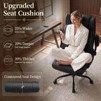 Office Chair, Leather Ergonomic Computer Desk Chair with Rocking Function, High Back Executive Home Office Chair with Adjustable Flip-up Armrests, Lumbar Support, 360° Swivel, Black