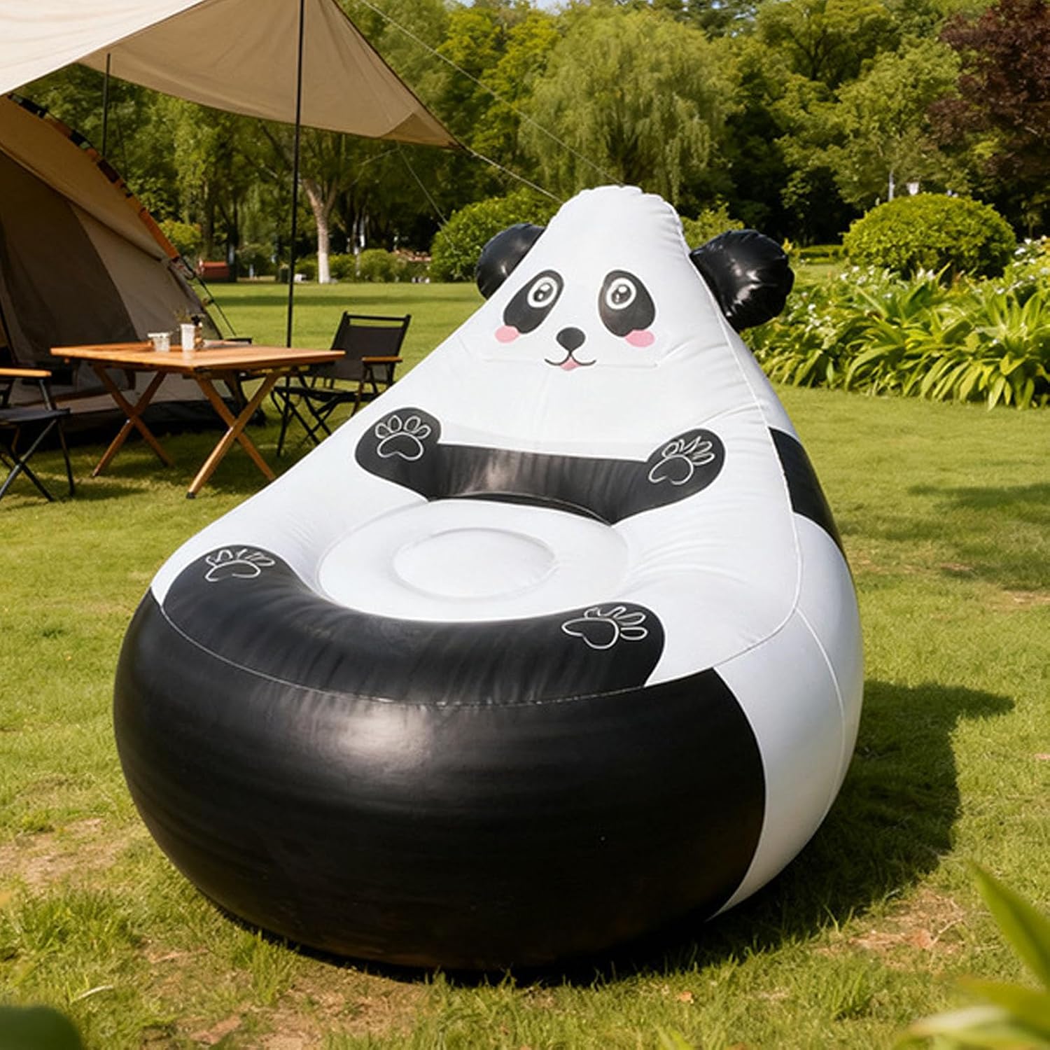 Zopsc Cute Panda Animal Shaped Inflatable Chair, Lightweight Portable Seat for Outdoor, Indoor Use