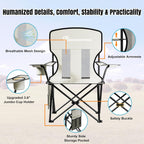 Camping Chairs, High Back Breathable Mesh Camping Chair 300 LBS Capacity, Portable Outdoor Lawn Chairs Folding with Cup Holder for Picnic, Lawn, Beach, Fishing and Sports (Grey)