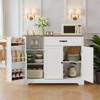 Ahomly Buffet Cabinet, Coffee Bar, Sideboard Cabinet with Internal Storage Shelf for Dining Room, Kitchen, Living Room, Kitchen and Laundry Room,White and Rustic