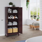 Washsemba 61" Tall Farmhouse Metal Pantry Cabinet, Kitchen Pantry Storage Cabinets with 2 Barn Door and Adjustable Shelves,for Kitchen,Laundry Room,Home Office,Kids Room （Burgundy）