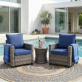 2 Piece Outdoor Patio Sofa Chairs Set, Wicker Armchairs with 4.3" Thick Cushions & High Backrests, All-Weather Rattan Porch Chairs, Patio Furniture Set for Balcony, Deck,(Blue)