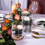 UPBUD 6 Inch Glass Cylinder Vases for Centerpieces | 12Pcs Clear Small Flower Vase for Wedding Decorations, Floating Candle Vases in Bulk, Hurricane Candle Holders for Table, Home Décor