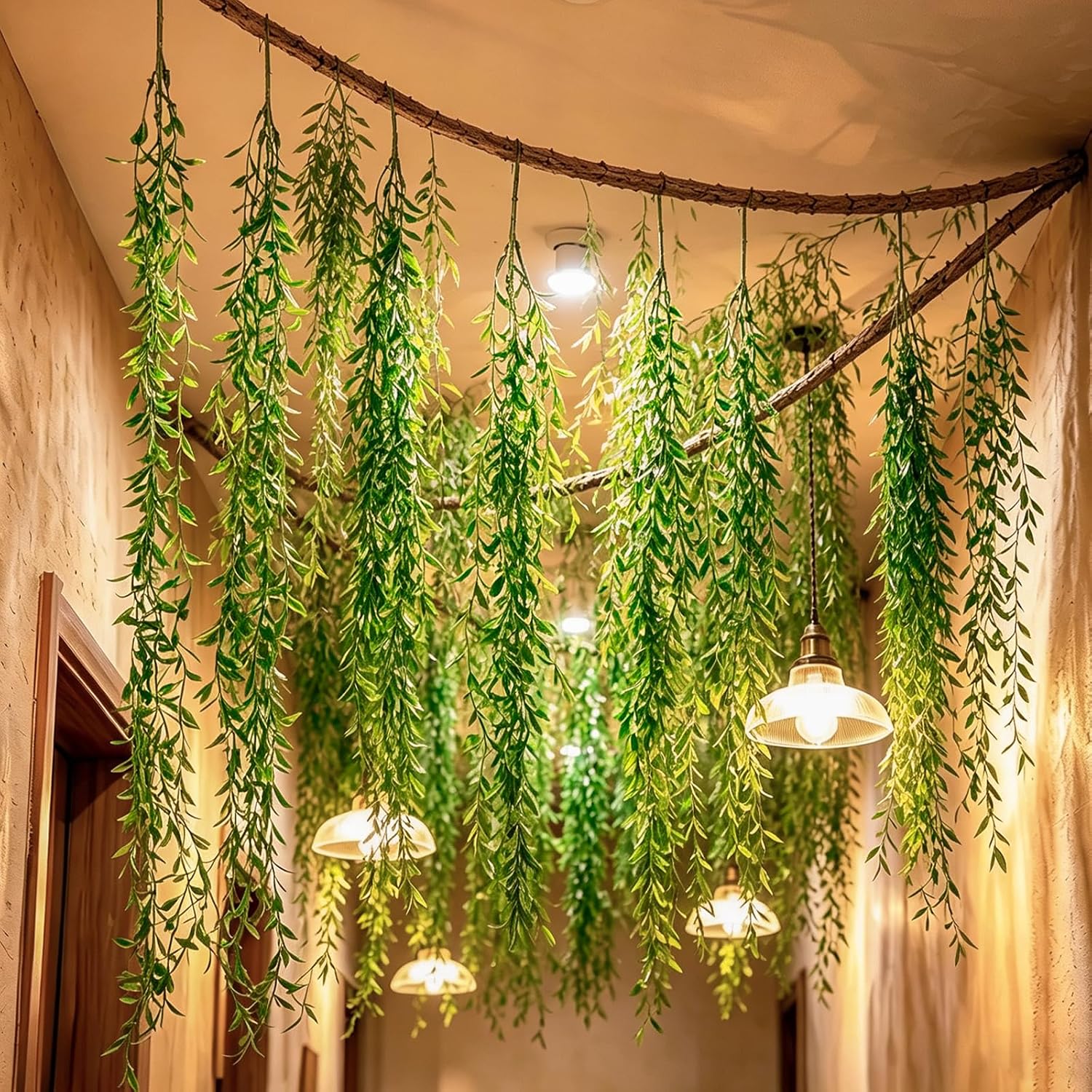 68.9ft Artificial Hanging Willow Vines Greenery Jungle Theme Decor for Woodland Forest Safari Party, Classroom Home Garden Wall Indoor Outdoor DIY Decoration