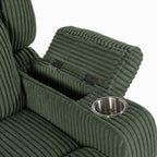 ERYE Power Reclining Chair Corduroy Upholstered Nursery Armchair,Glider Rocker Swivel Recliner W/Vibration Heat,USB-C Ports,Cupholder,Hidden Storage & Adjustable Headrest