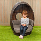 Excellerations Indoor/Outdoor Wicker Egg Reading Nook for Kids