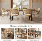 STHOUYN 71"-87" Farmhouse Wood Extendable Dining Room Table Set with 6 Upholstered Chairs, Rectangular Expandable Retractable Kitchen Table and Chairs Set of 6 (71"-87" Brown Table + 6 White Chairs)