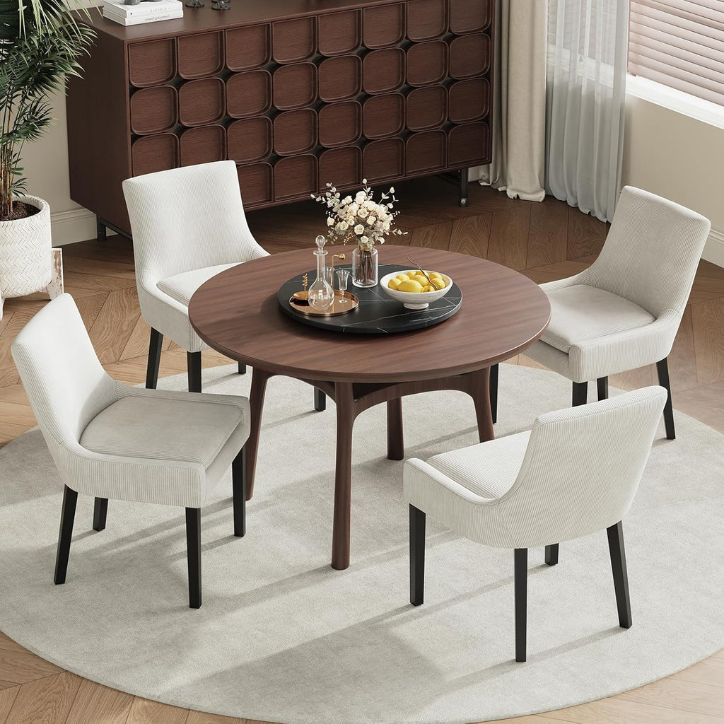 COLAMY Upholstered Dining Chairs Set of 2 with Mid Back and Wood Legs, Modern Accent Side Chairs for Living Room/Dining Room-Beige