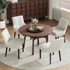 COLAMY Upholstered Dining Chairs Set of 2 with Mid Back and Wood Legs, Modern Accent Side Chairs for Living Room/Dining Room-Beige