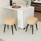 Teddy Velvet Vanity Stool, Upholstered Makeup Chair with Sturdy Metal Legs, Soft Padded Ottoman Footrest, Modern Accent Stool for Bedroom, Living Room, Entryway (Camel, 17.7in H)