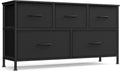 SONGMICS Dresser for Bedroom, Chest of Drawers, Steel, MDF, 5 Non-Woven Fabric Drawers, Storage Organizer Unit, Closet, Entryway, Ink Black and Ebony Black ULGS322B01S