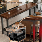 ZMHPLKH Narrow Bar Table for Small Spaces Industrial Rectangular Counter Height Table Retro Brown Wood Panel & Black Metal Frame Breakfast Bar Table for Apartments, Kitchen, Entryway