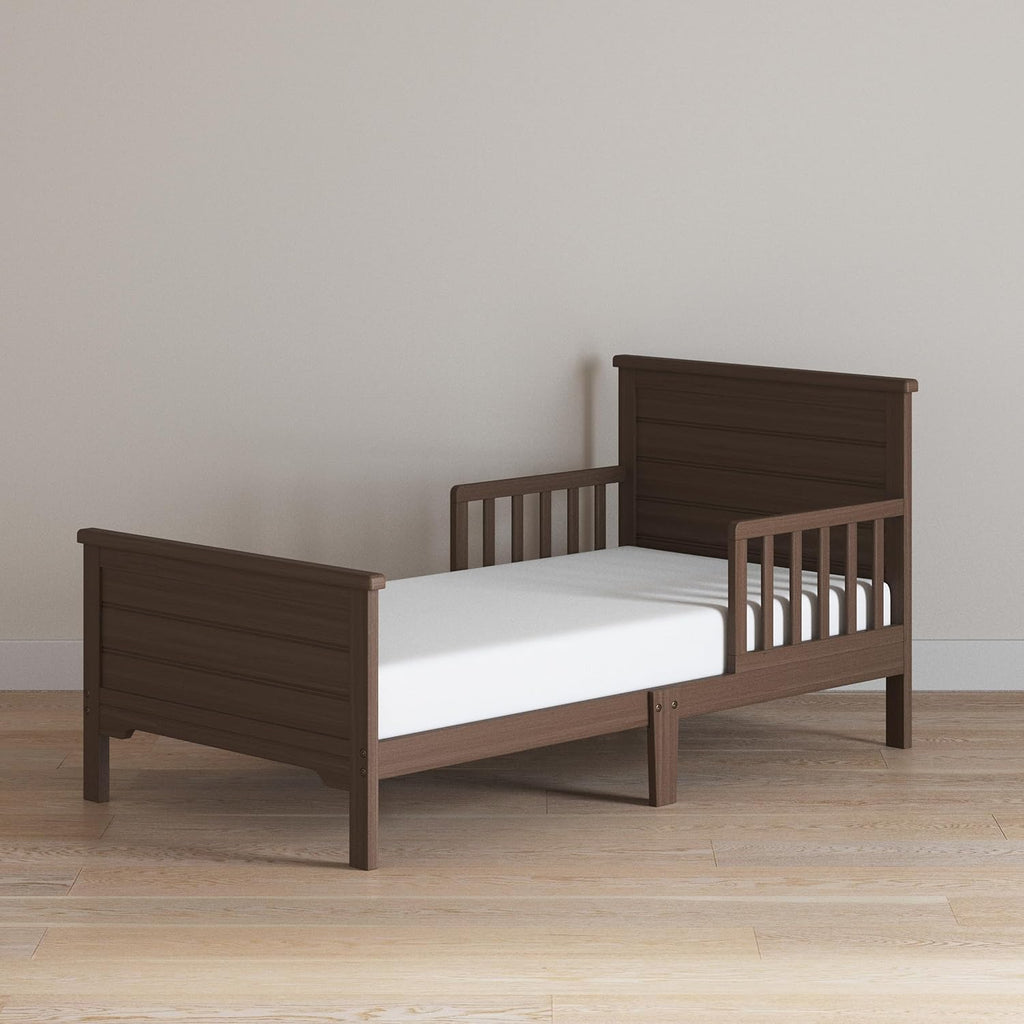 Child Craft Woodland Toddler Bed and Nightstand Bedroom Furniture Set, 2 Piece, Low to Ground Design (Brushed Truffle)