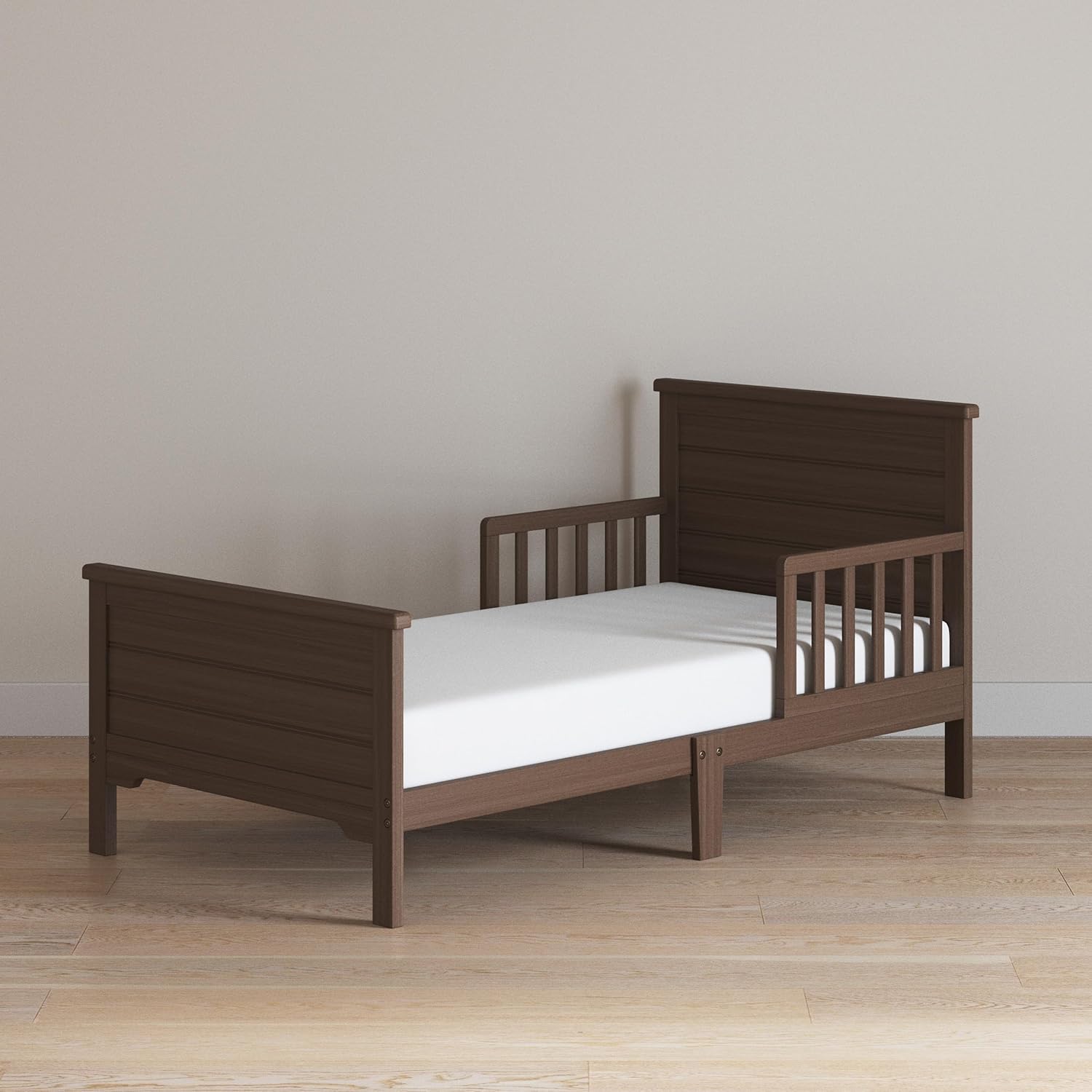 Child Craft Woodland Toddler Bed and Nightstand Bedroom Furniture Set, 2 Piece, Low to Ground Design (Brushed Truffle)