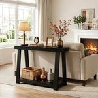 Black Console Table, 43.5 Inch Narrow Black Entryway Table with 2-Tier Storage, 500lbs Heavy Duty Sofa Table Behind Couch, Hallway Entry Table for Small Spaces, Living Room & Foyer