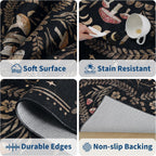 Garvee Mushroom 5x7 Area Rugs for Living Room, Dark Academia Gothic Rug, Non Slip Animal Print Washable Rugs 5x7 Low Pile Bedroom Decor Bug Carpet with Rubber for Playroom Dining Room Office, Black
