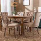 Espresso Brown Mid Century Modern Dining Chairs Set of 6, Velvet Upholstered Kitchen & Dining Room Chairs with Nailhead Trim & Solid Wood Legs, Elegant Sillas De Comedor (Coffee, 6 Pcs)