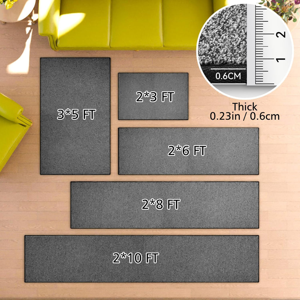AREDO Runner Rug with Non Slip Rubber Backing, Washable Soft Floor Carpet for Kitchen, Hallway, Entryway Indoor, Bedroom, Laundry, Low Pile Area Rugs, Solid color with Pointillism style, 2*6 ft BLACK
