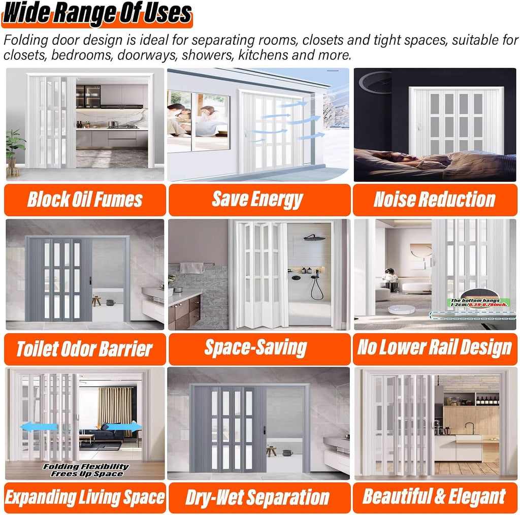 Interior Sliding Barn Door, Accordion Folding, Single/Double Bedroom Divider for RV Mobile Home, -1 80x80in(203.2x203.2cm)