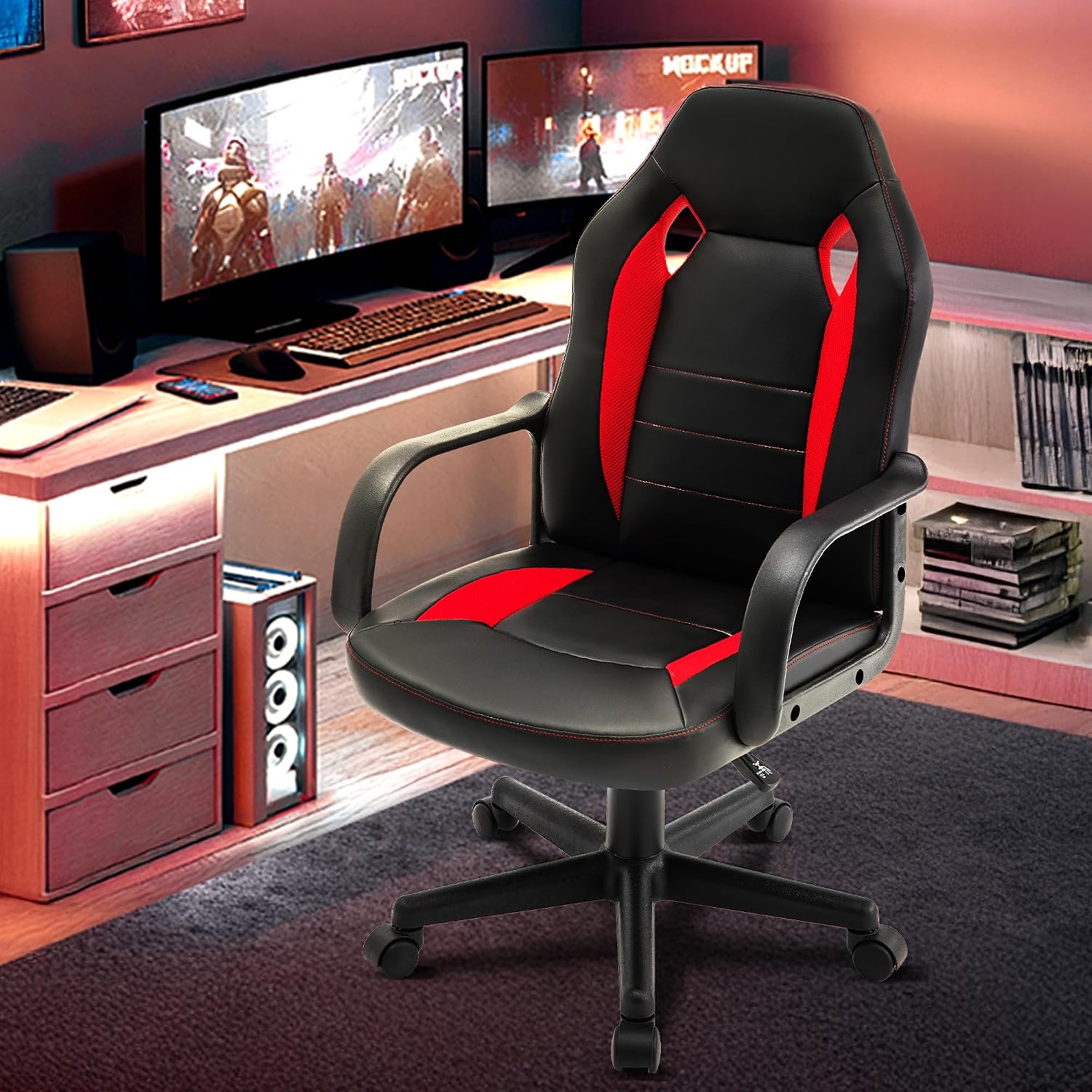 Ergonomic Computer Gaming Chair Home Office Racing Executive Video Task Desk PU Leather for Adults Teens Kids Gamer
