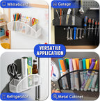 Magnetic Dry Erase Marker Holder for Whiteboard, 10 inch Large Capacity Whiteboard Marker and Spray Holder, 5 Slots Magnetic Fridge Organizer for Office, Classroom, Home (White)