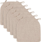Wellsin Chair Cushions for Dining Chairs 6 Pack - Kitchen Chair Cushions with Ties and Non-Slip Backing - Dining Chair Pads 16"X16"X2", Oatmeal Beige