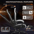 Homall Gaming Chair with Massage & Footrest, Ergonomic Computer Office Chair, High-Back Racing Style Reclining Chair with Adjustable Lumbar Support, Breathable Tech Fabric for Adults (Black)