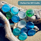 QYGL Sea Glass Gems - 0.9 Lb White Frosted Flat Glass Marbles, Flat Gems Decorative Stones for Vase Fillers, Aquarium Rocks, Floral Supplies, Table Scatter, Craft Mosaics, and DIY Ornaments