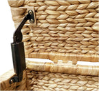 eHemco Water Hyacinth Wicker Storage Trunk with Metal Frame, Decorative Blanket Chest & Storage Box, Farmhouse Woven Storage for Bedroom, Living Room & Entryway, Natural, 30 x 17.5 x 17.5 Inch