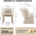 NORDICANA Barrel Dining Room Chairs with Arms, Faux Fur Accent Chairs Set of 2, for Kitchen, Living Room, Upholstered Armchairs, Off-White