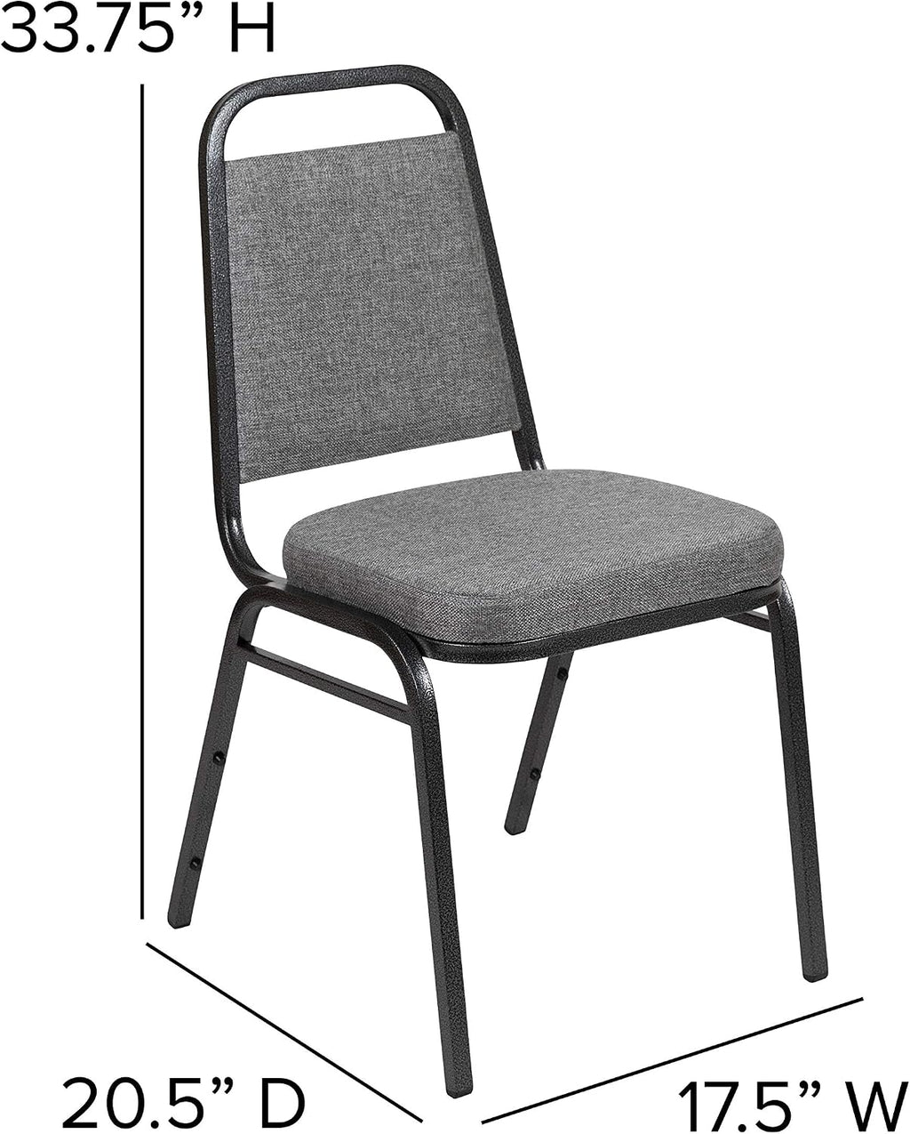 BizChair HERCULES Series Trapezoidal Back Stacking Banquet Chair with 2.5" Thick Seat in Gray Fabric - Silver Vein Frame