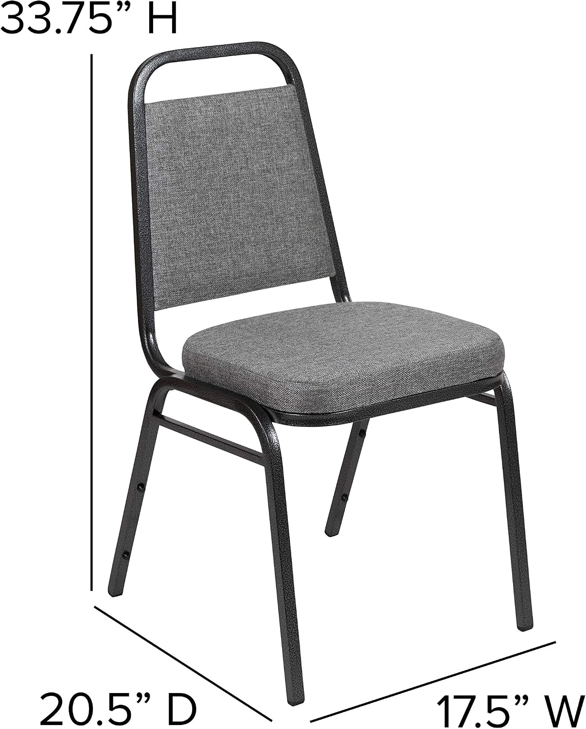 BizChair HERCULES Series Trapezoidal Back Stacking Banquet Chair with 2.5" Thick Seat in Gray Fabric - Silver Vein Frame