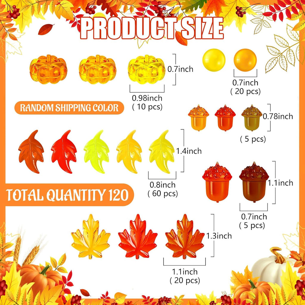 Acrylic Fall Vase Filler, Thanksgiving Mini Acrylic Pumpkins Leaves Acorns Gems for Decor Home, Table Centerpieces
