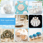 Junkin 40 Pack Natural Scallop Shells and Artificial Starfish for Crafts Sea Shells Decoration 20 Pcs 2.8"-4.3" Seashells & 20 Pcs 2.1" Starfish for DIY Painting Home Wedding Decor(Solid,White)