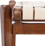 Safavieh Couture Home Dilan 47-inch White and -Light Brown Leather Weave Bench