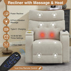 Power Swivel Rocker Recliner with Massage & Heat, Power Glider Recliners with Type-C Port & Timing, Oversized Swivel Glider Recliner with Dual Storage Arms & Cup Holder, Chenille Camel