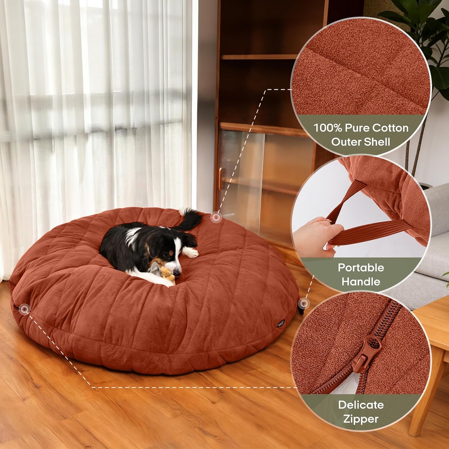 ZonLi Large Bean Bag Chair for Adults, 6FT Giant Bean Bag with Removable Machine Washable Cover & Memory Foam Filler, Big Comfy Couch for Bedroom, Dorm, Living Room (Rust Red)