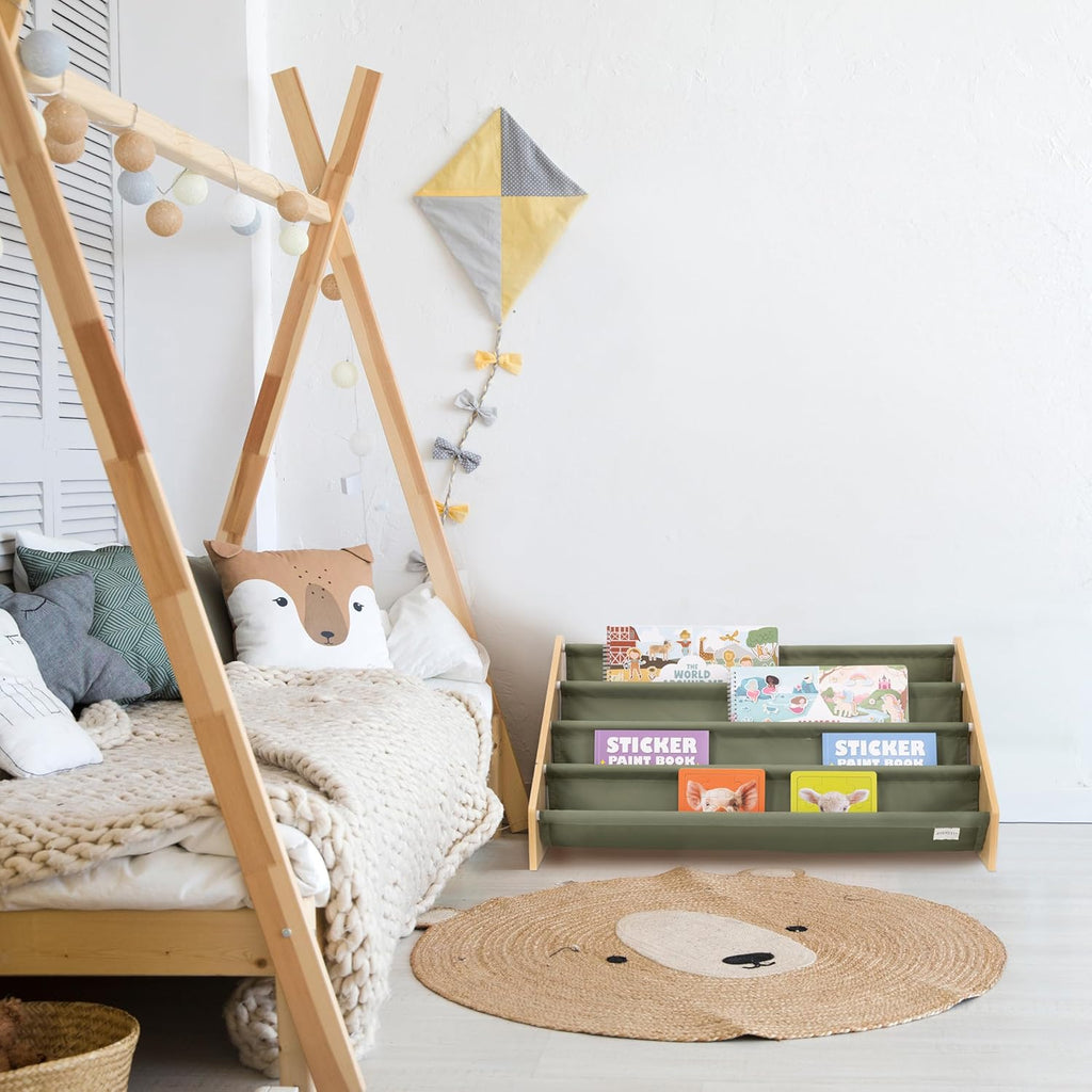 ZICOTO Decorative Wooden Bookshelf for Kids Rooms - Keeps Plenty of Books Neatly Organized & Within Reach for Toddlers - Easy Install Montessori Book Shelf for Baby's Bedroom or Playroom Decor