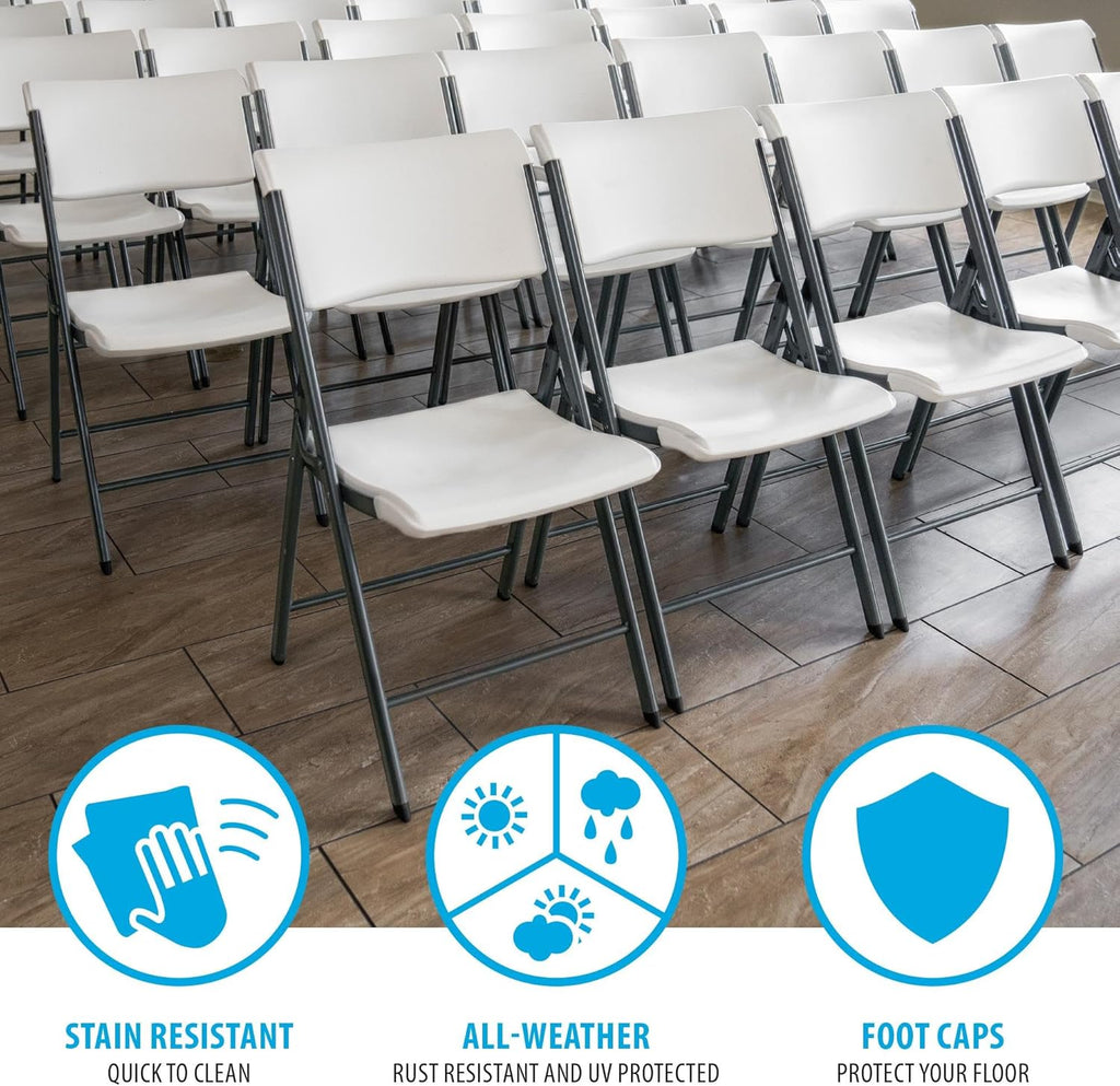 LIFETIME A-Frame Folding Chair, 4-Pack, White Granite