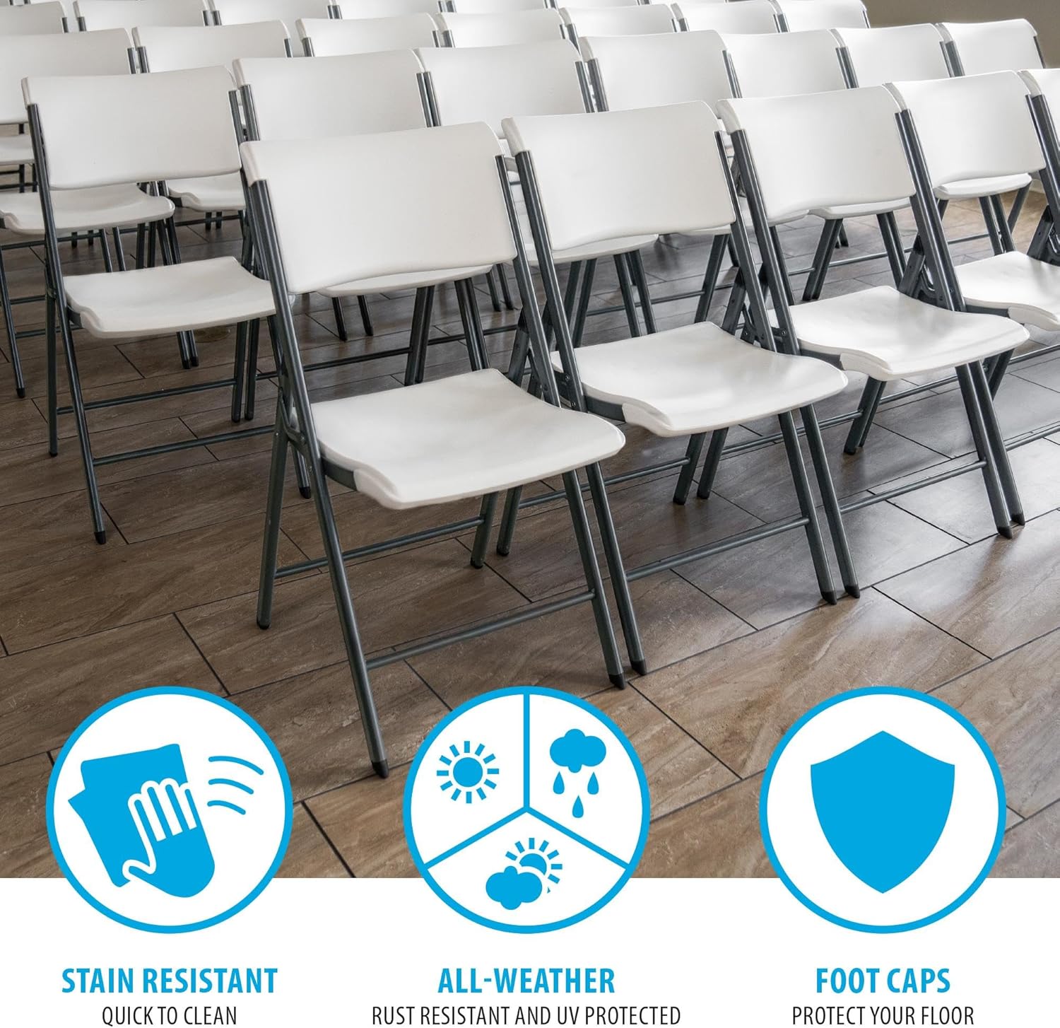 LIFETIME A-Frame Folding Chair, 4-Pack, White Granite