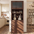 71''Tall Kitchen Pantry Cabinet with Oversized Microwave Shelf & Coffee Station-Tall Extra Deep Storage Hutch, Fluted Acrylic Doors,Adjustable Shelves,Drawers, Anti-Tip,Walnut